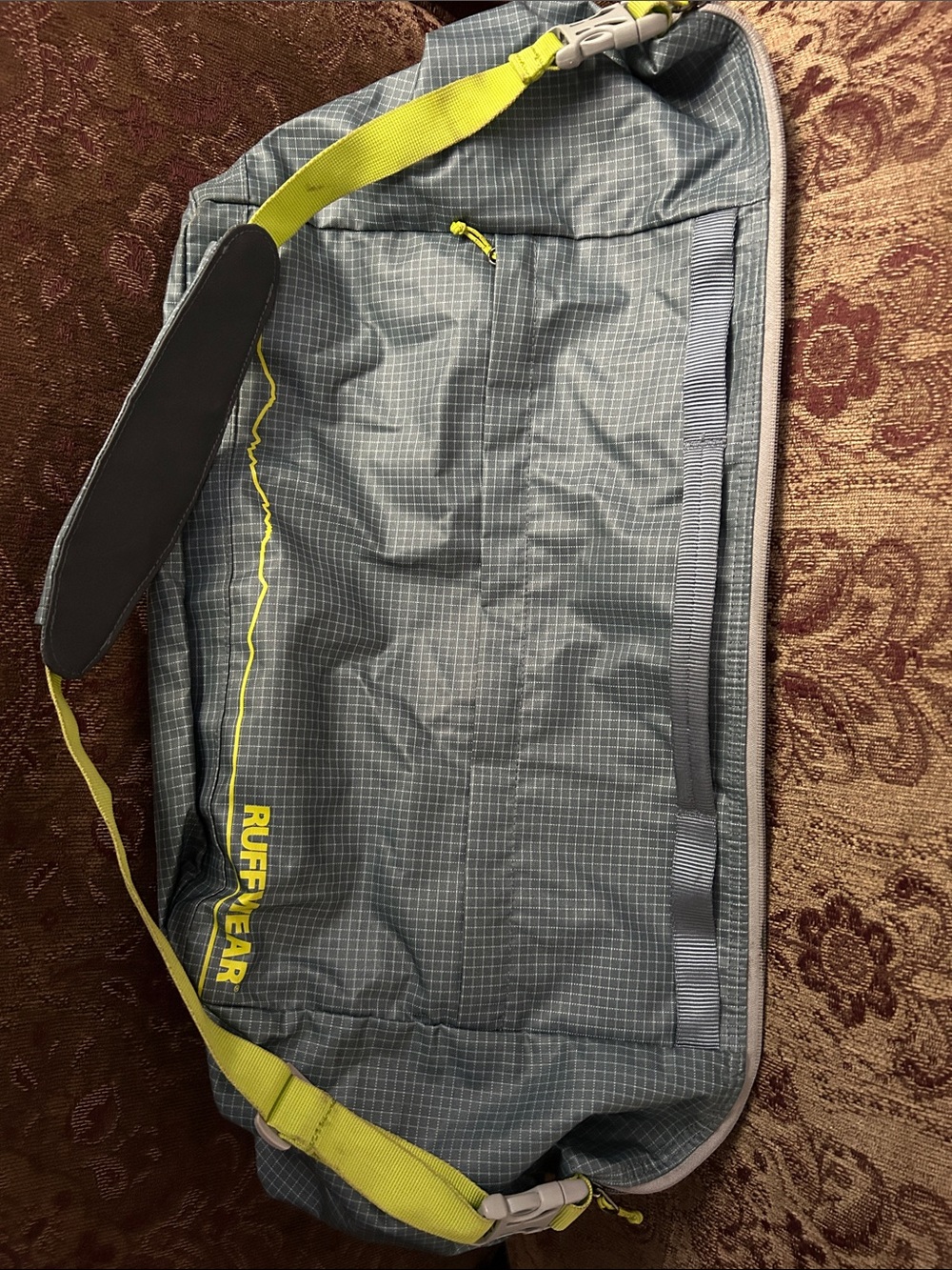 RuffWear Gray Duffel with Neon Yellow Strap